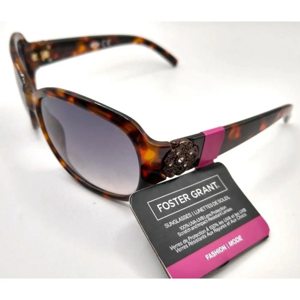 Foster Grant Embry Womens Tortoise Brown Butterfly Fashion Sunglasses Gray Lens